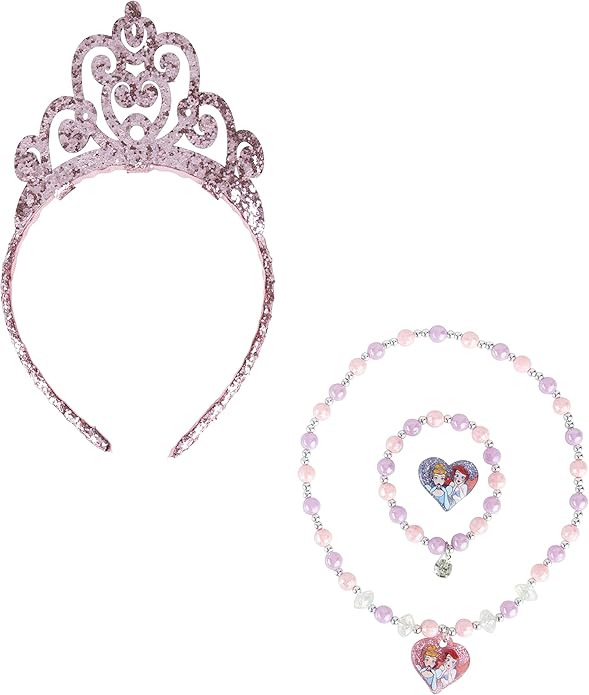 LUV HER Princess Toys Tiaras For Girls - Jewelry for Girls - Dress Up set All in one Giftable Box - Tiaras - Play Jewelry Set - 4pc Princess Tiara, Necklace, Dress Up Bracelet, Ring Ages 3+