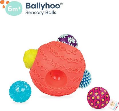 B. toys - Sensory Baby Toys Set with Textured Balls - 6-Piece Development Set Including Large Ball & 5 Small Balls with Different Textures - Educational Tactile Toys for Motor Skills, 6 Months+