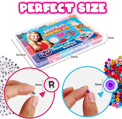 Goody King Jewelry Making Kit Beads for Bracelets - 5000+pcs Bead Craft Kit Set, Glass Pony Seed Letter Alphabet DIY Art and Craft - Gift for Her Women Kid Age 6 7 8 9 (3mm)