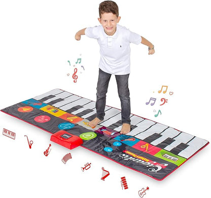Abcotech Kids Floor Piano Mat | Giant Dance Floor Keyboard Sensory Toys | Play, Record, Playback and Demo Modes - 8 Musical Instruments and Sounds for Kids Music - 70" Toddler Piano Play Mat 24 Keys