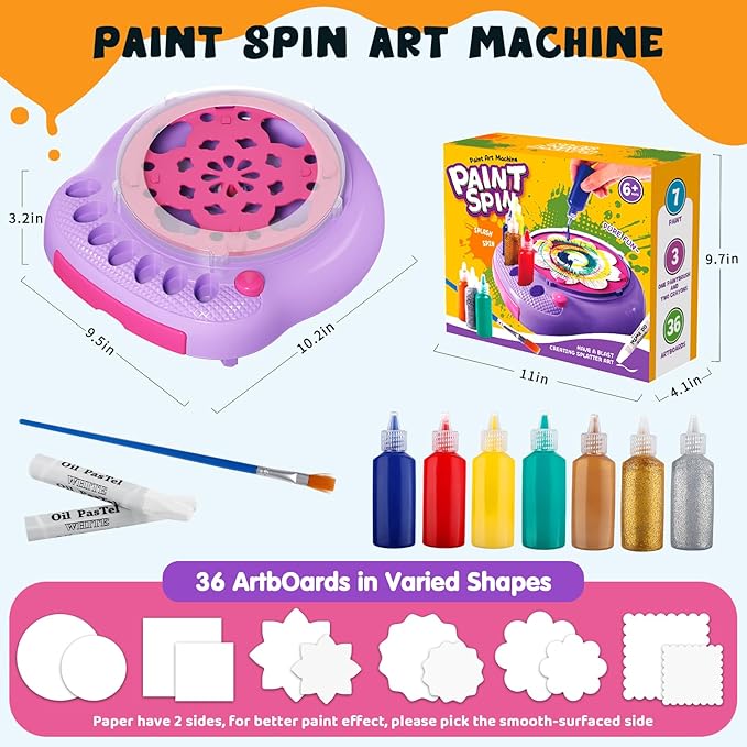 Hewaurorion Paint Spin Art Machine Kit for Kids, Arts & Crafts Painting Spinner Toys Kits Sets for Boys & Girls Ages 6 7 8 9 Year Old Purple