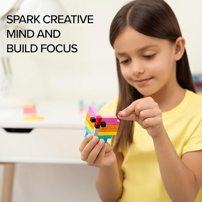 PIXIO Magnetic Cubes - Black & White Animals - Magnetic Cubes Building Toys in Pixel Art Style - Animal Figures - Arts and Crafts Kids Toys - Building Blocks - Learning Toys - 195 pcs