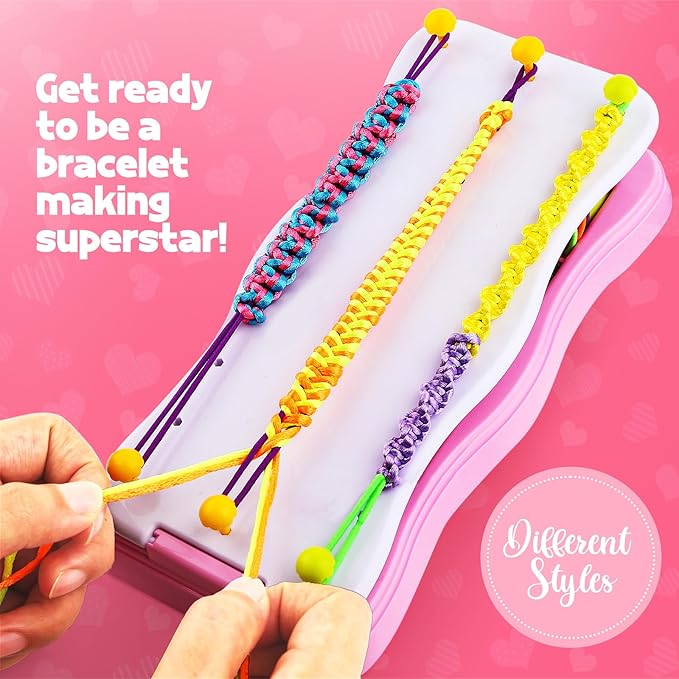 Daisiki Friendship Bracelet Kit & Bracelet Making Kit for Girls Gifts, Arts and Crafts for Kids Ages 8-12 Birthday Gift, Popular String Maker Toys, Ideal for Travel Pink Set