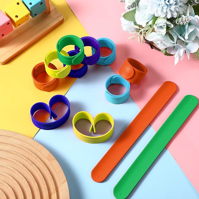 12 Pcs Silicone Slap Bracelets DIY Slap Bands Party Favors Bulk Blank Soft Wristband Wrist Snap Band for Craft Project DIY Painting Birthday Party Halloween Christmas