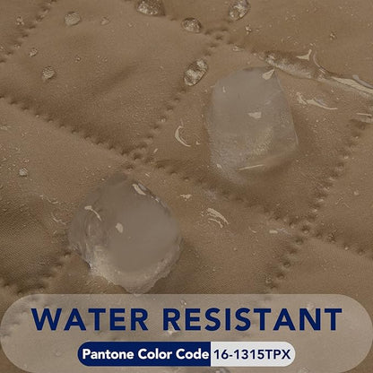 PureFit Reversible Quilted Sofa Cover, Water Resistant Slipcover Furniture Protector, Washable Couch Cover with Non Slip and Elastic Straps for Kids, Dogs, Pets (Small Recliner, Camel/Ivory)