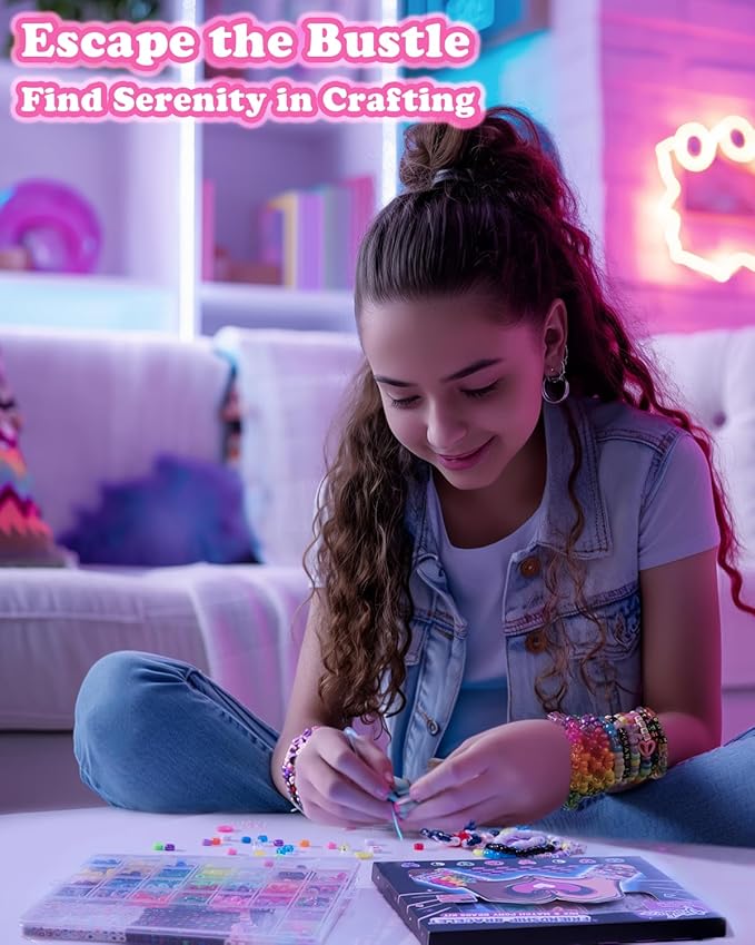 Deinduser Kandi Beads Kit, Pony Beads for Bracelet Making, Pony Beads Kit with Letter Beads, Peace Beads, Skull Beads, Heart Beads, Beads for Jewelry Making, Jewelry Making Kit for Adults&Kids