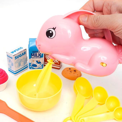 Boley Zoo Troop: Bunny Mixer -14pc Animal Themed Kitchen Playset, Battery Operated Toy Appliance, Food & Cooking Accessories, Pretend Play, Kids Ages 2+