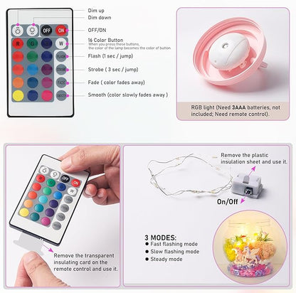 Unicorn Terrarium Kit for Kids, Birthday Gifts for Girls, Unicorn Toys, LED Night Light Up & Remote, DIY Unicorn Arts and Crafts Kit for Kids Age 4 5 6 7 8-12 Year Old