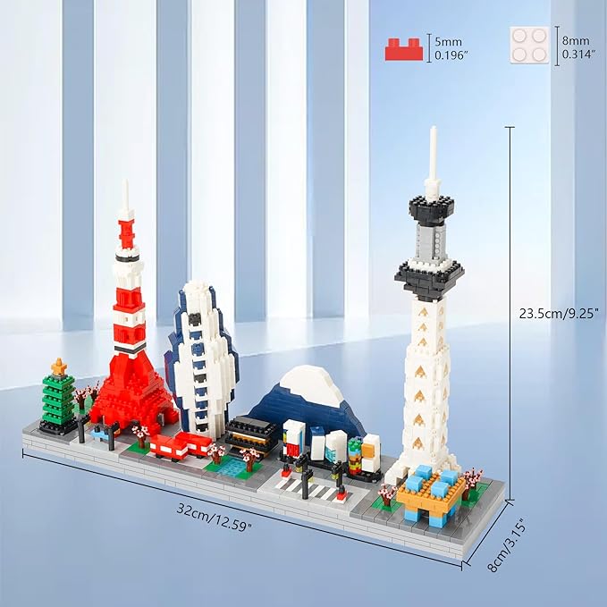 Building Block Set, Architecture Model Tokyo Skyline Collection 1880PCS Micro Building Blocks Gift for Adults