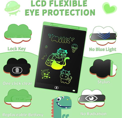 [2 Pieces] 12 Inch LCD Colorful Writing Graphic Tablet, Erasable Drawing Board, Kids Gift, Graphic Board for Games for 3 4 5 6 7 Years (Blue & Green)