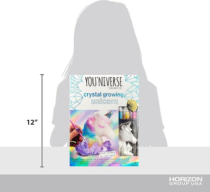 Just My Style Youniverse Crystal-Growing Unicorn by Horizon Group USA, DIY Crystal Growing Kit, STEM Kit, Grow Crystals on a 3D Unicorn Figurine, Includes Container for Crystal Growing, Paints & More