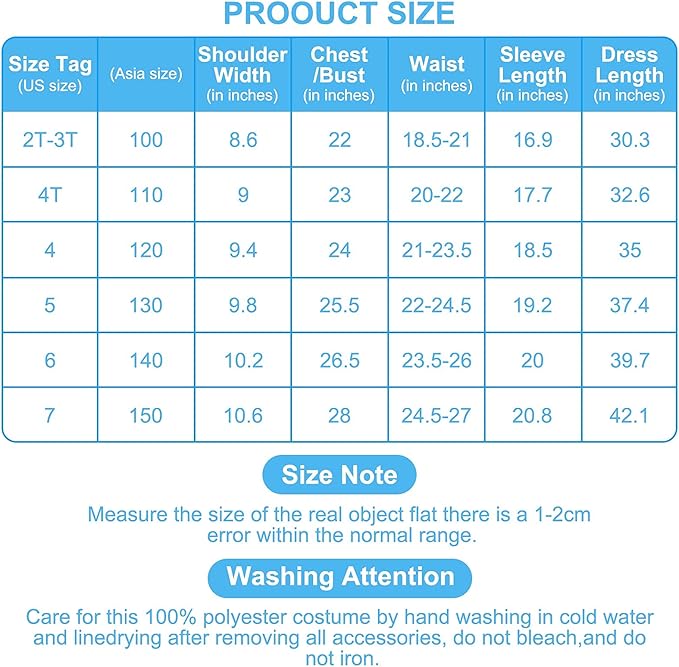 Princess Dress Fancy Costume for Girls Birthday Party Dress Up Cosplay with Wig Gloves Jewelry Cloak Purse Crown Wand Blue