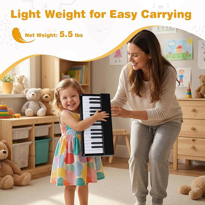 HONEY JOY Wooden Kids Keyboard Piano, 30 Keys Digital Electronic Piano for Kids, Early Learning Educational Musical Instrument, Baby Music Toy for 3+ Years Old Toddlers Boys Girls (Black)