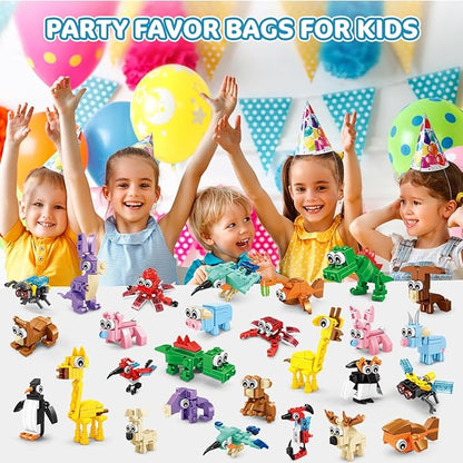 30 Packs Animal Party Favors for Kids, 810 PCS Mini Animal Building Block Toy Set for Goodie Bag Fillers Classroom Prizes Birthday Children's Day Christmas for Boys Girls Student Ages 6+