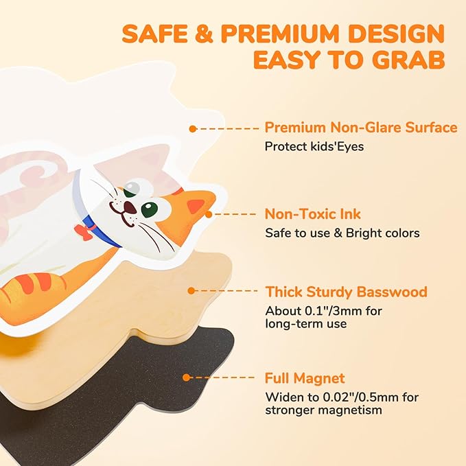 Wooden Fridge Magnets for Kids – 10 Cute Farm Animals Refrigerator Magnets for Toddlers, Large Kids Magnetic Toys, Fun Educational Learning Gifts for Toddlers 2 3 4 5 Years Old