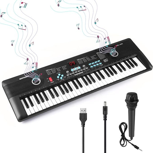 61 keys keyboard piano, Electronic Digital Piano with Built-In Speaker Microphone, Portable Keyboard Gift Teaching for Beginners, electric piano for kids