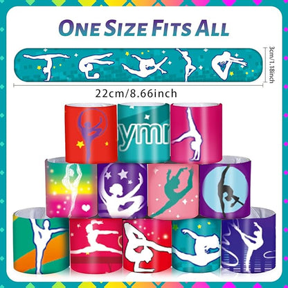 48PCS Gymnastics Slap Bracelets Party Favors, Gymnastics Wristbands Bracelets Goodie Bag Fillers for Gymnastics Birthday Decorations Supplies for Class School Prizes Gift for Kids Boys Girls Carnival