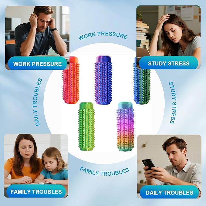 8PC Little Ouchies Fidget Toys Adults, Pain Stim Fidget Anxiety Relief Pain Stim Pocket Sensory Toys for Anxiety and Stress Reduction,Portable Travel Spiky Fidget Keychain