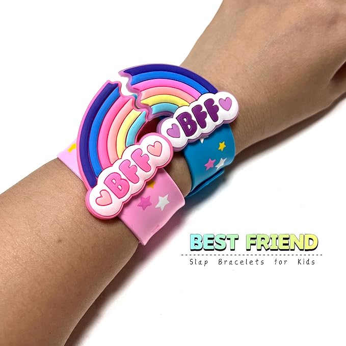 Friend Style Theme Slap Bracelets Party Favors-Cute Unicorn Rainbow Silicone Wristbands (6pack) for Boys & Girls Birthday Party Supplies