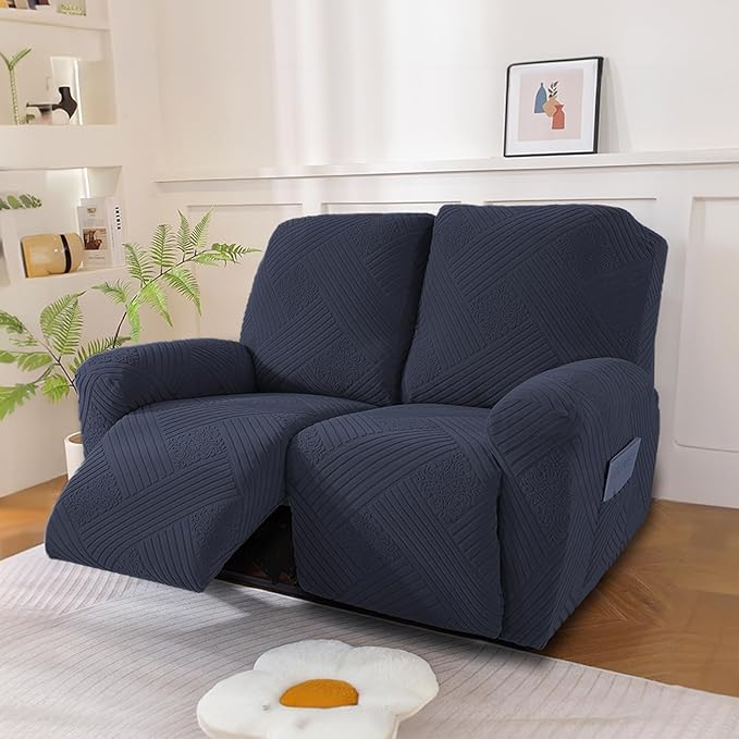 NORTHERN BROTHERS Recliner Loveseat Covers - Recliner Sofa Covers 2 Seater Loveseat Covers for Reclining Loveseat Recliner Cover, Deep Blue