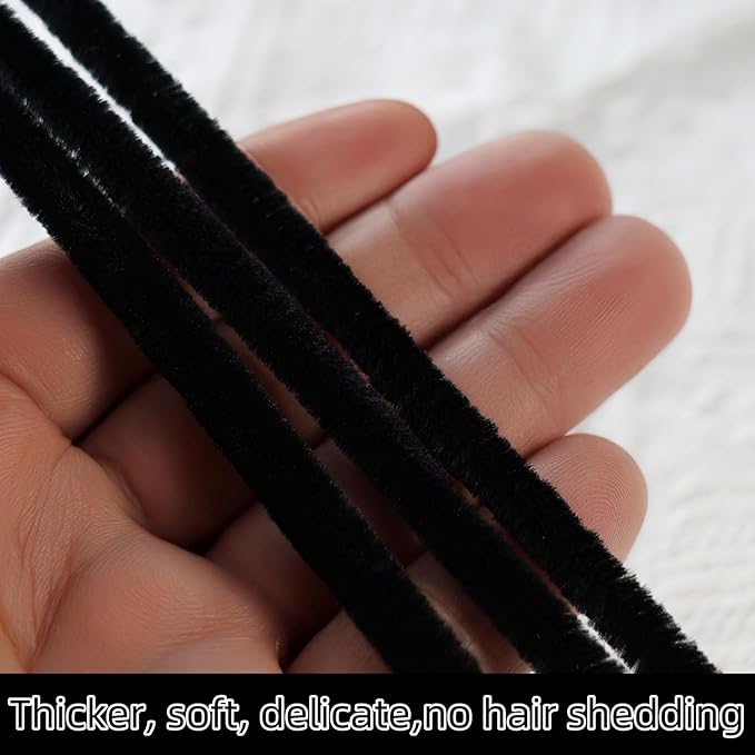 Qirimoi Black Pipe Cleaners Craft Pipe Cleaners Bulk Pipecleaners Crafts Supplies，200Pcs Black