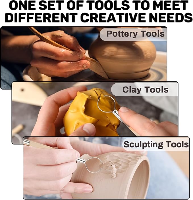 MAQIHAN Clay Tools - 23 PCS Clay Tools Sculpting Air Dry Clay Tools Pottery Tools Clay Tool Kit for Clay, Pottery, Carving, Sculpting, Ceramic, Drawing, Dotting, Molding, DIY