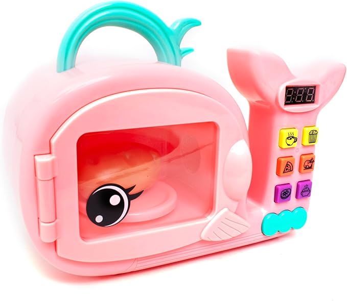 Boley Zoo Troop: Whale Microwave - 17pc Playset, Electronic Light & Sound, Animal Shaped Kitchen Appliance, Food Accessories, Pretend Play, Kids Ages 2+
