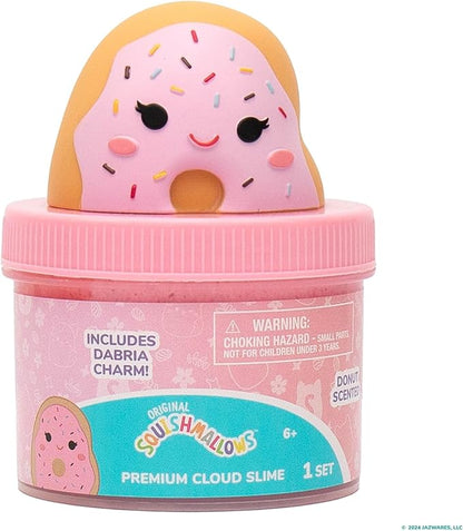 Original Squishmallows Dabria The Donut Premium Cloud Slime, Donut-Scented, 8 oz., Storage Container with Figurine Topper, Rubber Charm, Goodie Bags Stuffers, Kids Party Favors, Sensory Toys