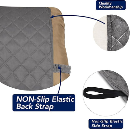 PureFit Reversible Quilted Sofa Cover, Water Resistant Slipcover Furniture Protector, Washable Couch Cover with Non Slip and Elastic Straps for Kids, Dogs, Pets (Small Recliner, Gray/Gray)