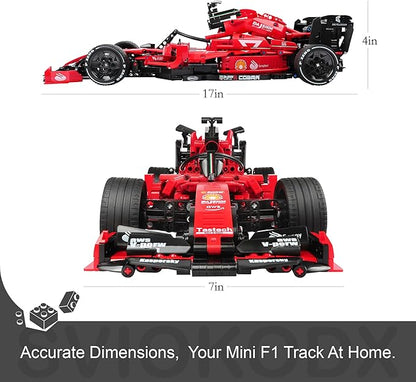 F1 Racing car technic Building Sets,Formula 1 Model Cars ，1：12 MOC Sports car Building Blocks,Collectible Kits for Kids 8+ and Adults (red)(1392 Pieces Bricks)