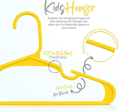 Utopia Home 60 Pack Kids Hangers - 11.5 Inch Plastic Baby Hangers for Closet - Childrens Hanger for Clothes & Infant Hanger for Closet - Ideal for Everyday Standard Use (Yellow)