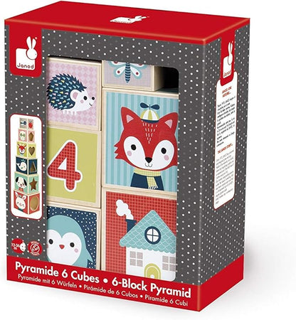 Janod Baby Forest 6-Block Stacking Pyramid - Ages 12 Months+ - J08016
