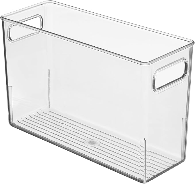 iDesign Slim Clear Plastic Bathroom Storage Bin, Tall Narrow Organizer for Lotions, Creams, and Toiletries