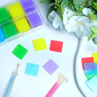 100Pcs Diamond Art Painting Glue Clay Wax,DIY 5D Diamond Art Accessories Tools Supplies Set with Storage Box,Colorful Clay Embroidery Painting Set Cross Stitch DIY Crafts Tool