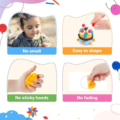Air Dry Clay 50 Colors, Modeling Clay for Kids, DIY Model Magic Clay, Molding Clay Kit with Sculpting Tools, Non-Sticky Soft and Super Light, Arts and Crafts Gift for Boys Girls Kids.
