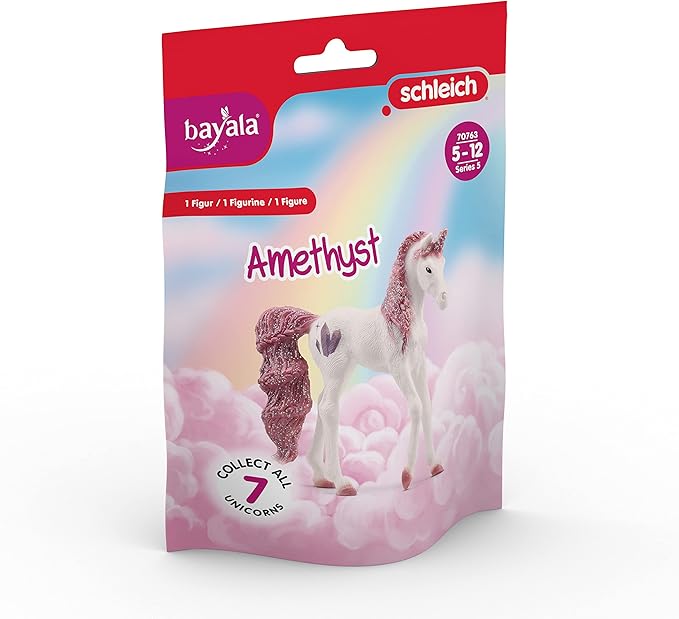 SCHLEICH bayala, Unicorn Toys for Girls and Boys, Collectible Unicorn Gemstone Series 2023, Amethyst
