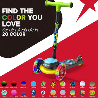 3 Wheel Scooter for Kids, Smooth Light Up LED Front Wheels, Wide Anti Slip Deck, Rear Foot Brake, Easy Lean to Steer Maneuvering, Indoor & Outdoor Ride On Toys for Ages 2 Up,