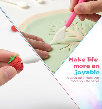 9 Pcs Air Dry Clay Sculpting Tools, Plastic Clay Shaping Tools Double-Head Polymer Modeling Pottery Tool for Pottery Cake Decoration Modeling Shaping, Ideal for Air-Clay Craft, Plastic Tool Kit