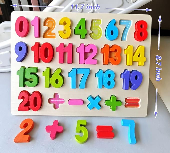 Number Puzzle - Montessori Wooden Puzzles for Toddlers 3-5 | Shape Learning Puzzle Learning Toy for Toddlers 3-5 number blocks toys for kids | Toddler Learning Toys Preschool Educational Gift for Kids