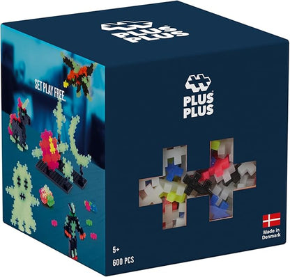 Plus-Plus - Glow Colour Mix - 600 Pieces - Building Blocks, Building, Developing Toys for Kids, STEM, STEAM, Produced in Denmark