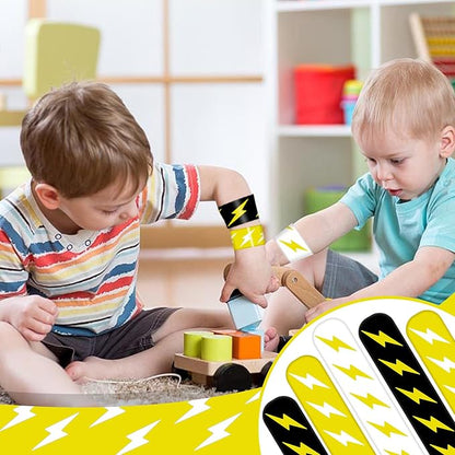 48 PCS Lightning Bolt Slap Bracelets Flash Wristbands, Party Favors, Goodie Bag Fillers for Lightning Bolt and Flash Birthday Decorations