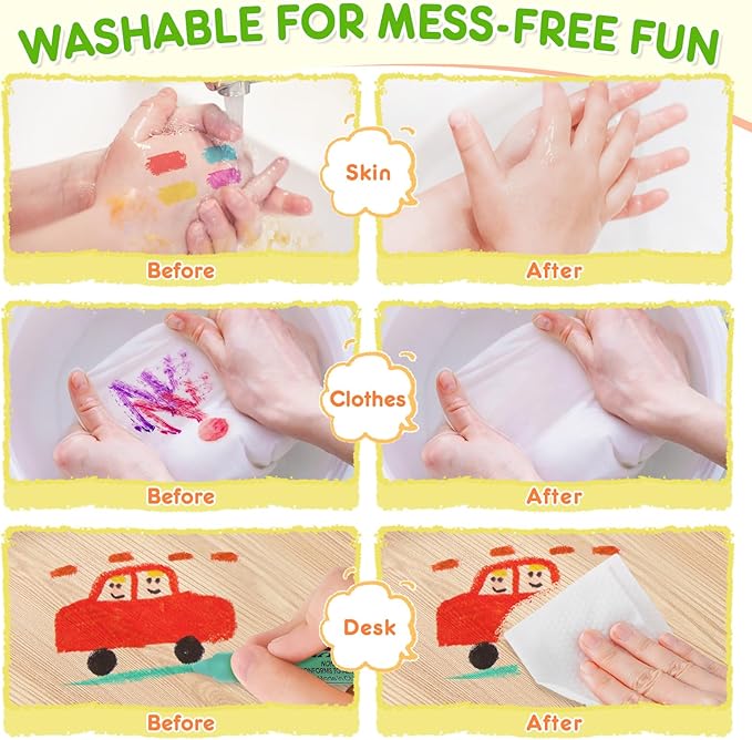 Crayons 24 Pack Assorted Colored, Toddlers & Kids, Back to School Supplies, Durable & Non-Toxic Travel Crayons Party Favors