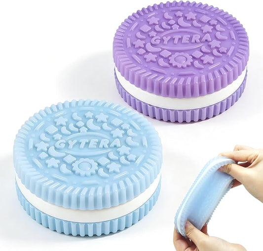 Gytera Sticky Cookie Squishies Fidget Toys Adults, Squeeze Toys Fidget Toys for Autism, Stress Balls for Adults Fidgets Birthday Easter Basket Stuffers(2 Pack Green Purple)