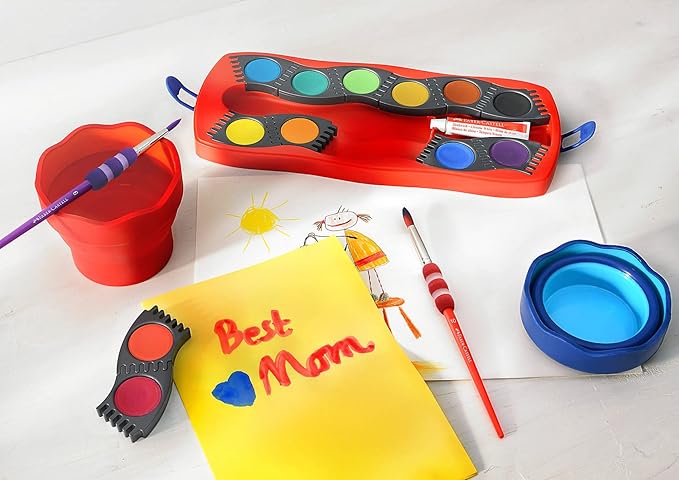 Faber-Castell Connector Watercolor Paint Set for Kids - 12 Watercolor Paint Colors, Watercolors for Kids Ages 6-8+, Multicolor