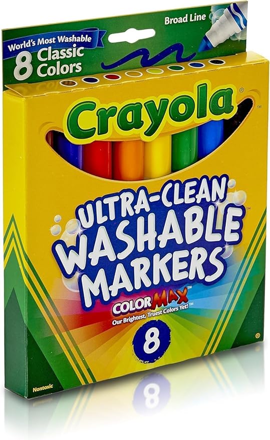 Crayola 8 Ct Broad Line Washable Markers, Assorted Colors, 656820