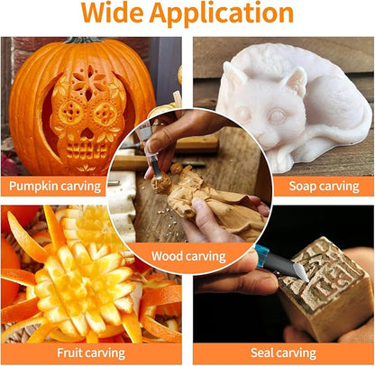 Wood Carving Tools Set - Wood Carving Knife Set for Beginners, Professionals, Hobbyists, Artists, and Sculptors - Multipurpose Sculpting, Soap Carving, Pumpkin Carving(PLASTIC HANDLE)