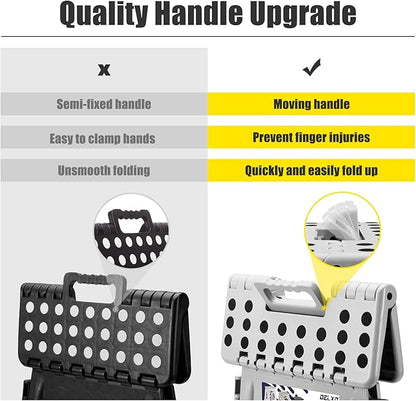 Delxo 16 Inch Folding Step Stool, Heavy Duty Foldable Stool for Adults,Premium Portable Collapsible Plastic Step Stool,Non Slip Folding Stools for Kitchen Bathroom Bedroom Up to 400LBS,(Grey 1PC)