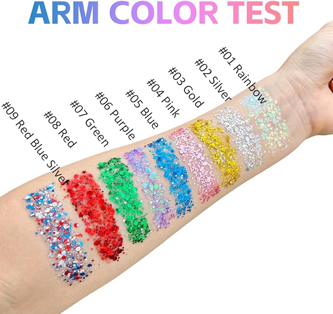 Mysense Blue Body Glitter Stick,Face Hair Glitter Makeup,Sparkling Mermaid Sequins Chunky Glitter Face Paint,Singer Concert Outfit Festival Rave Accessories for Women and Kids