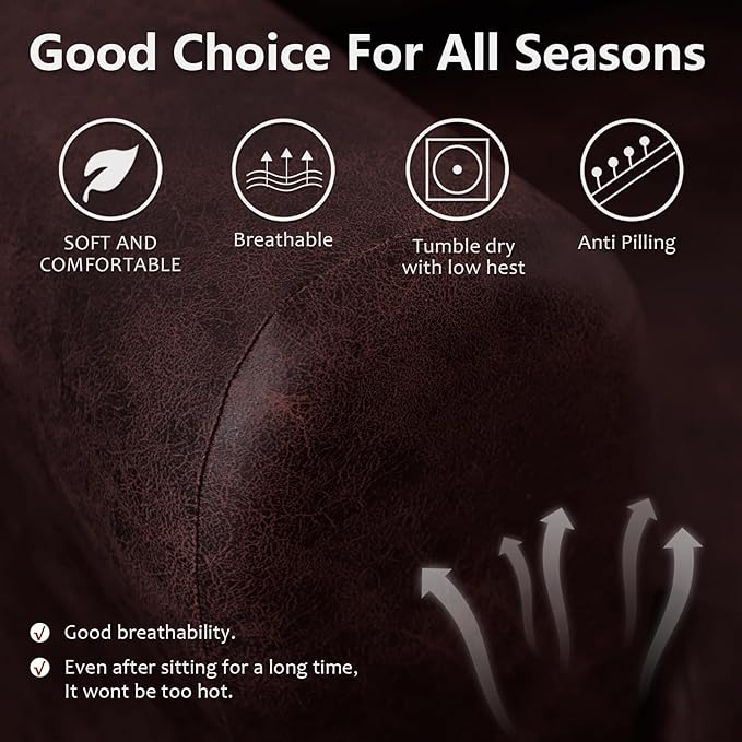 molasofa Recliner Chair Covers - 4 Pieces Leather Like Large Recliner Chair Covers with Pocket Waterproof Non Slip Stretch Recliner Slipcover for Lazy Boy Recliner Chair Washable (Red)