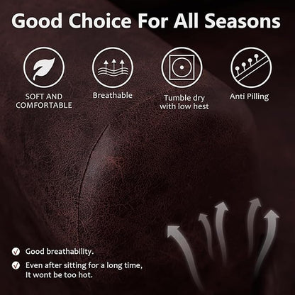 molasofa Recliner Chair Covers - 4 Pieces Leather Like Large Recliner Chair Covers with Pocket Waterproof Non Slip Stretch Recliner Slipcover for Lazy Boy Recliner Chair Washable (Red)